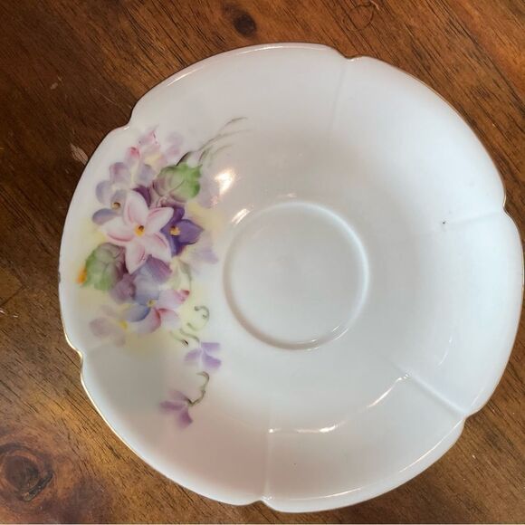 Vintage Takiro Japan Mini Cup & Saucer Hand Painted Violets Floral demitasse - Picture 6 of 8